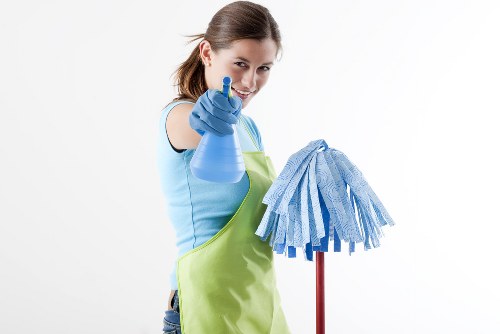 Cleaning team following safe work procedures