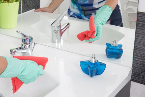Deep cleaning of oven racks and internal surfaces in a local kitchen